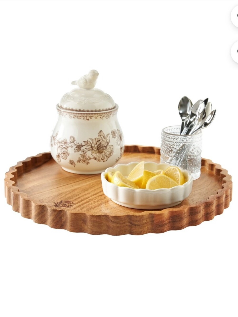 💙 2026 Lazy Susan By The Pioneer Woman Scalloped Acacia Wood Serving Tray